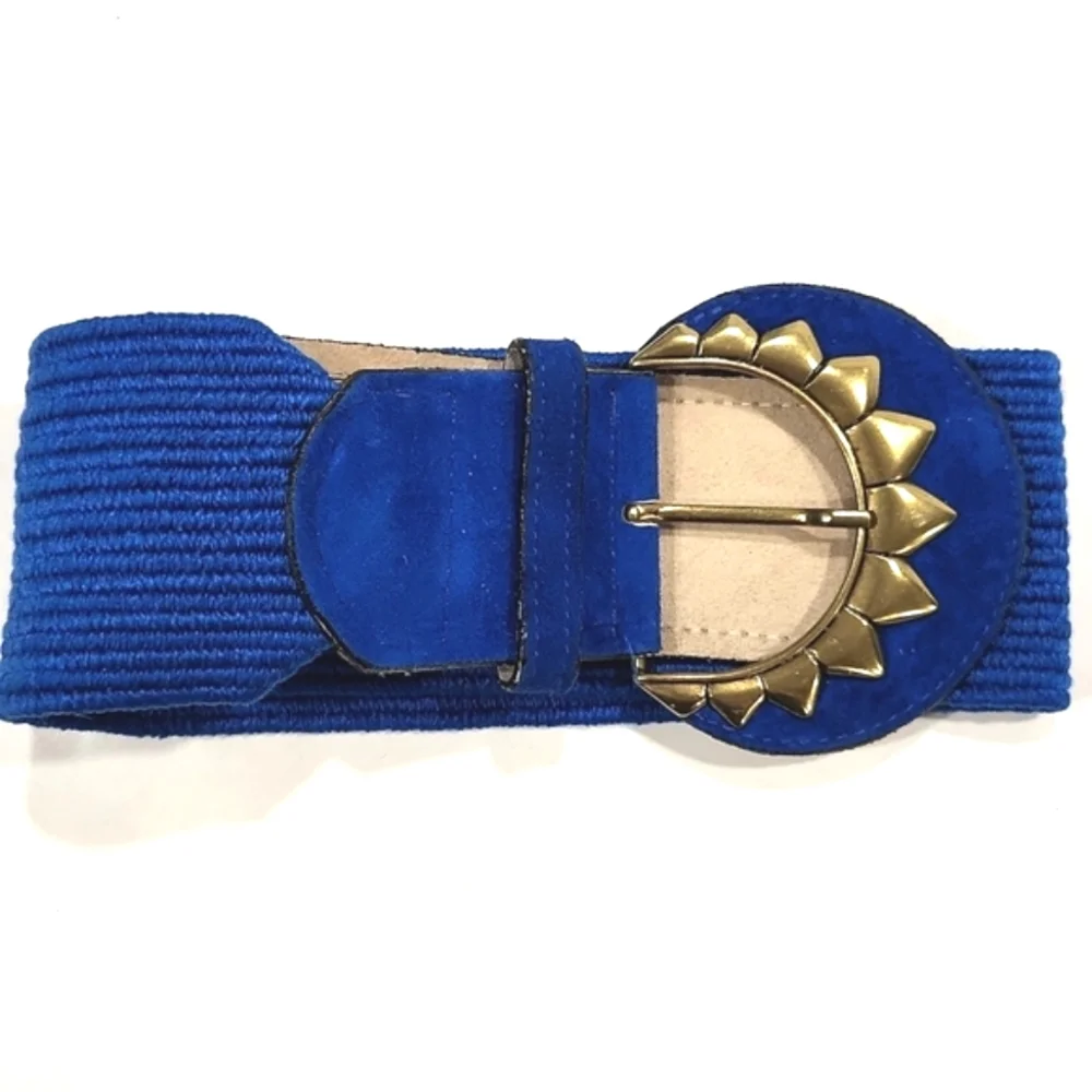 Charmant Vintage Blue with Metal Sun Detail Elastic Belt Size M